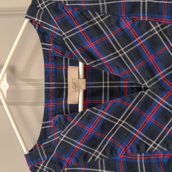 Loft Plaid Flannel Tunic Blouse - Picture 2 of 7